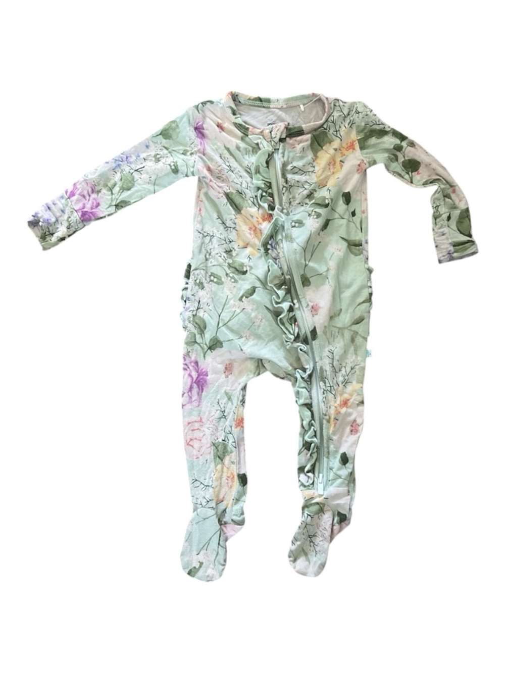 Posh Peanut Floral Ruffle Footie Pajamas Sleeper 3-6M